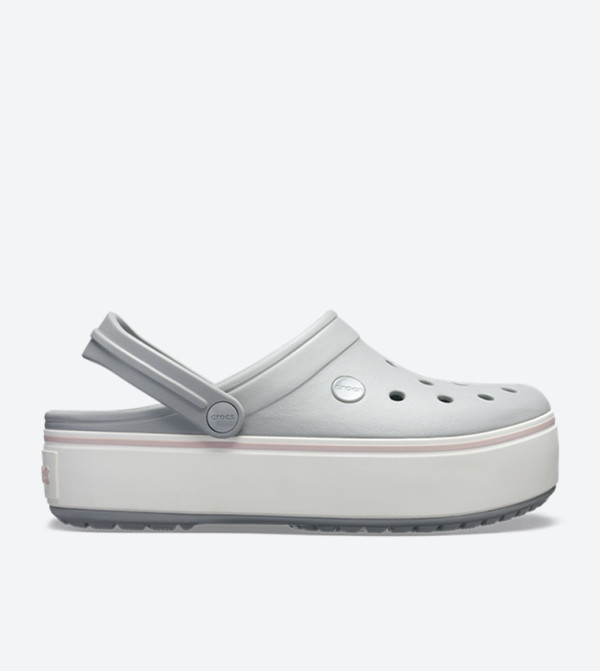Crocband Round Toe Sling Back Strap Closure Platform Clog - Grey